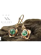 čtrnáctinová růžová zlata 14k 583 Emerald náušnice vec017r Russian Soviet USSR Vintage Jewlery Art Deco style